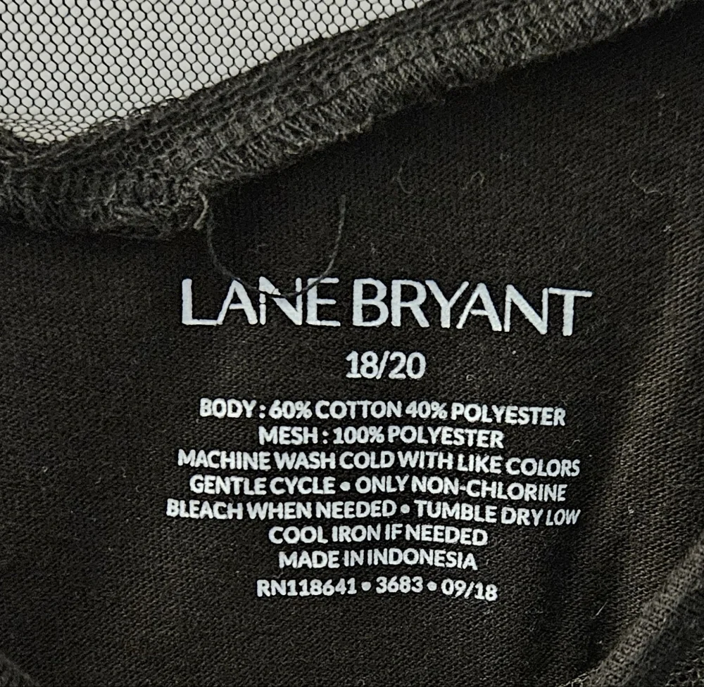 Lane Bryant Sheer Trim Black Long Sleeve Top - Picture 3 of 5